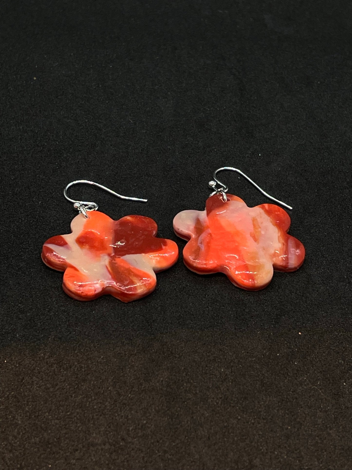 Orange flower Polymer clay earrings