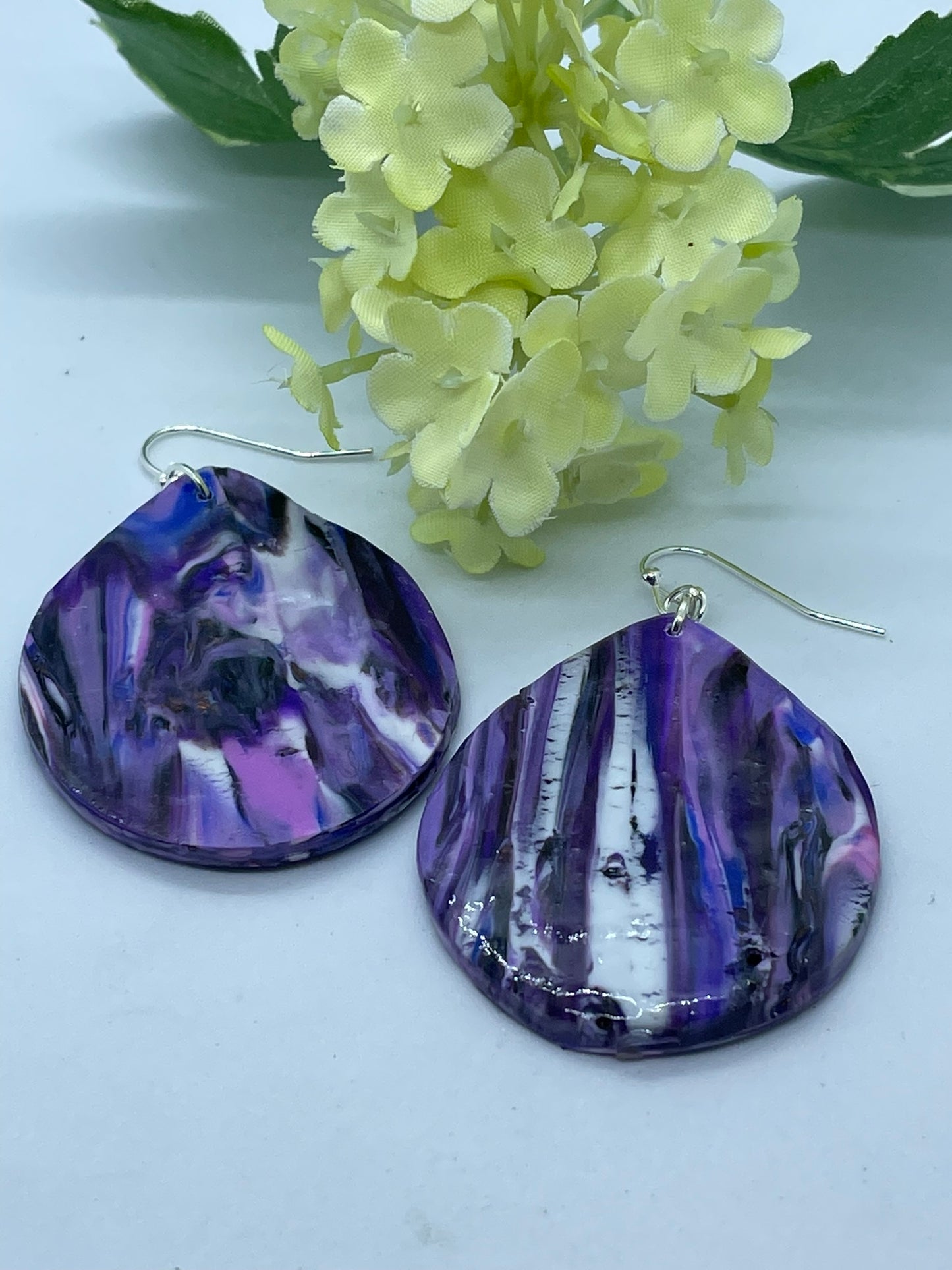 Purple teardrop Polymer clay earrings
