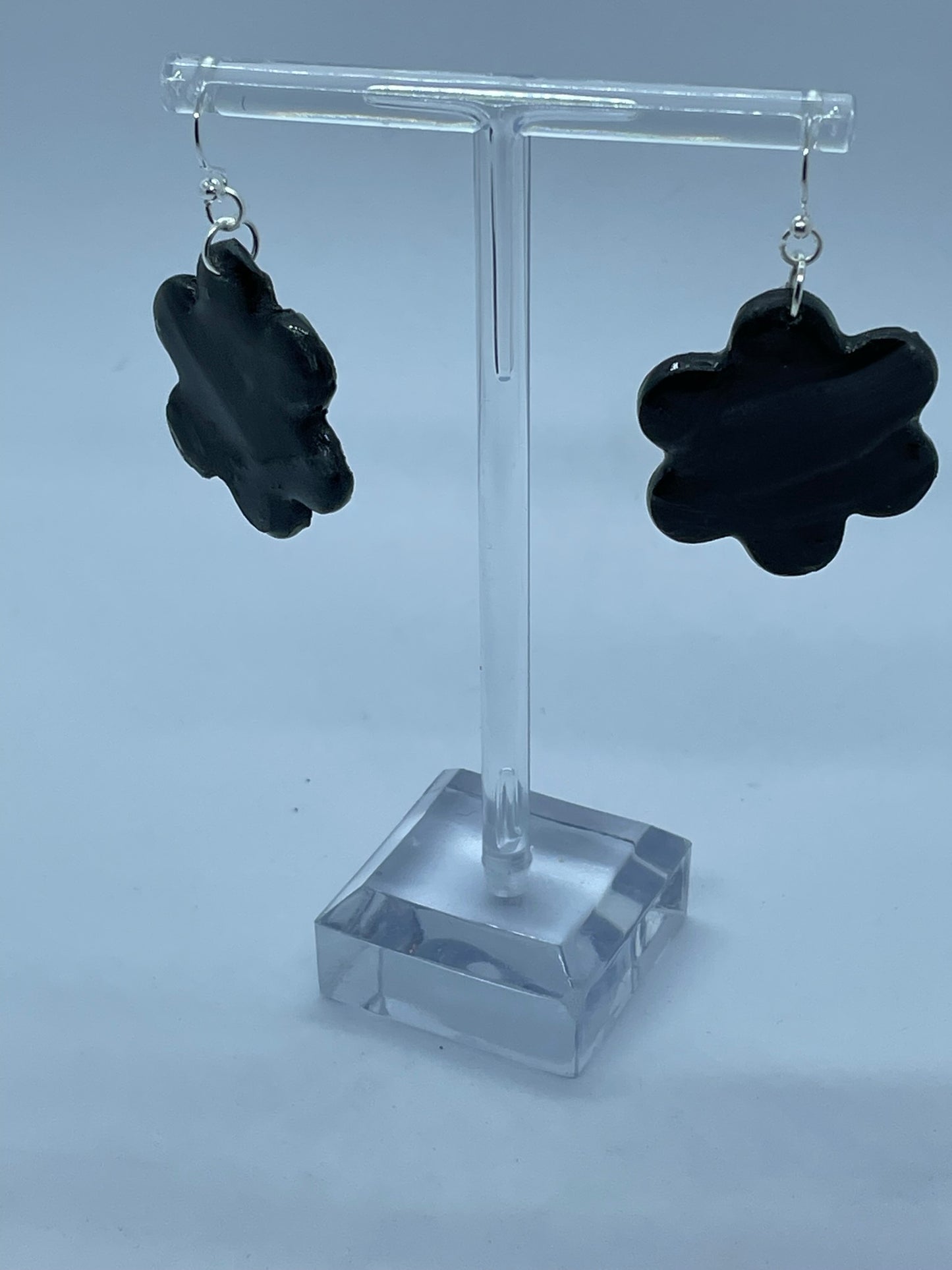 Black & grey flower Polymer clay earrings
