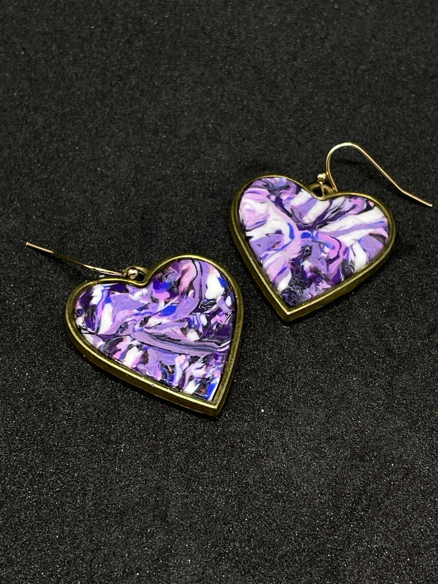 Purple heart Polymer clay earrings