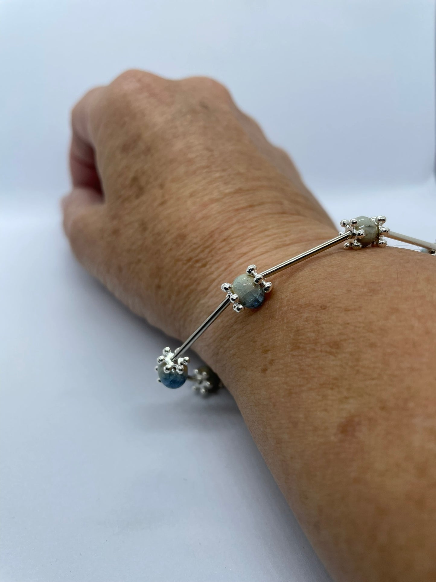 Wire & grey bead bracelet