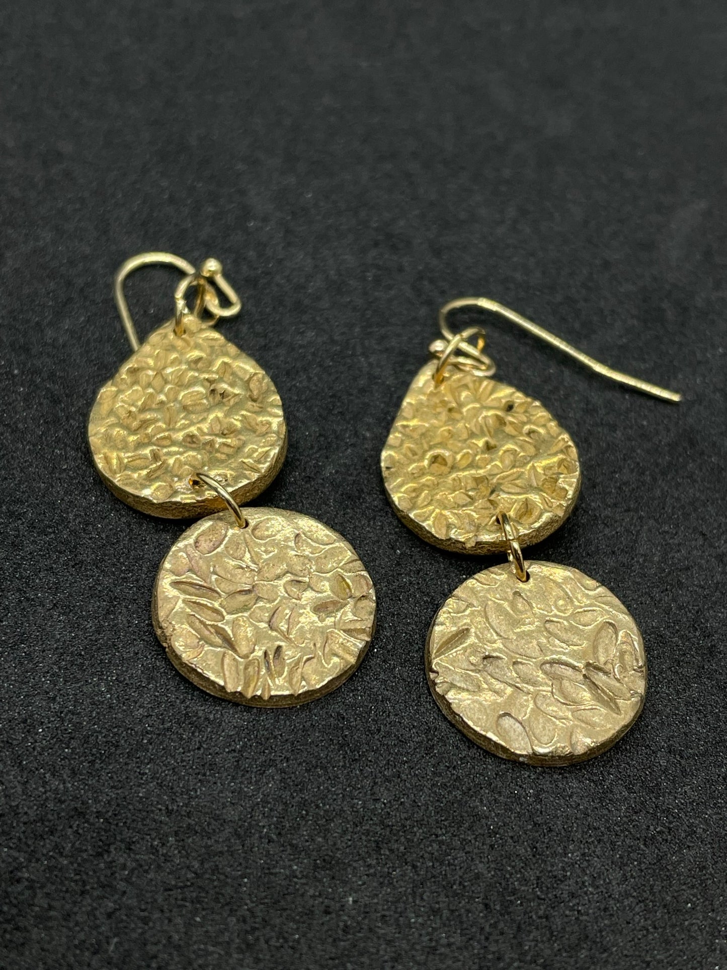 Bronze teardrop & disc earring