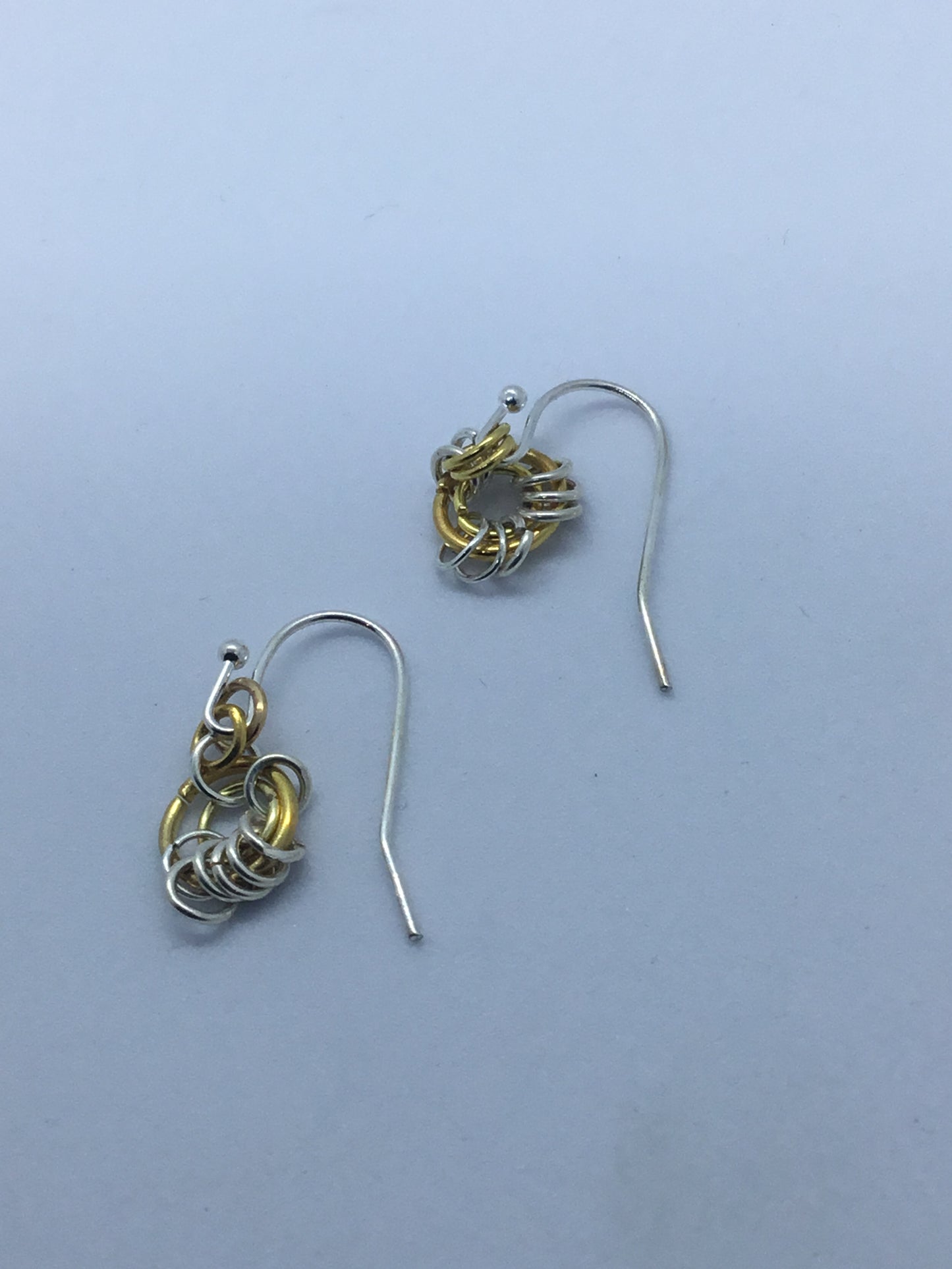 Wire silver & gold ring earrings