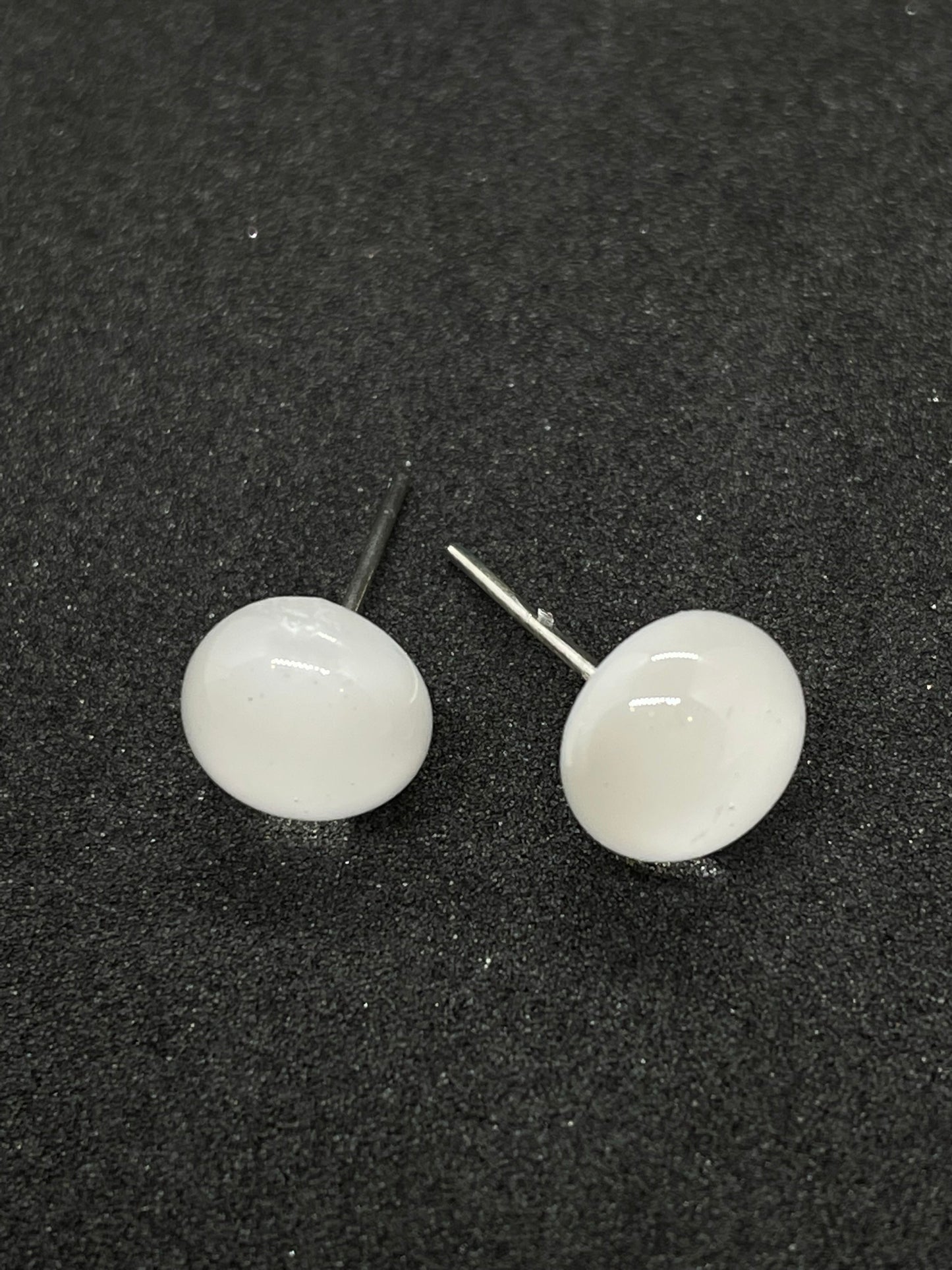 Fused glass stud earrings - White
