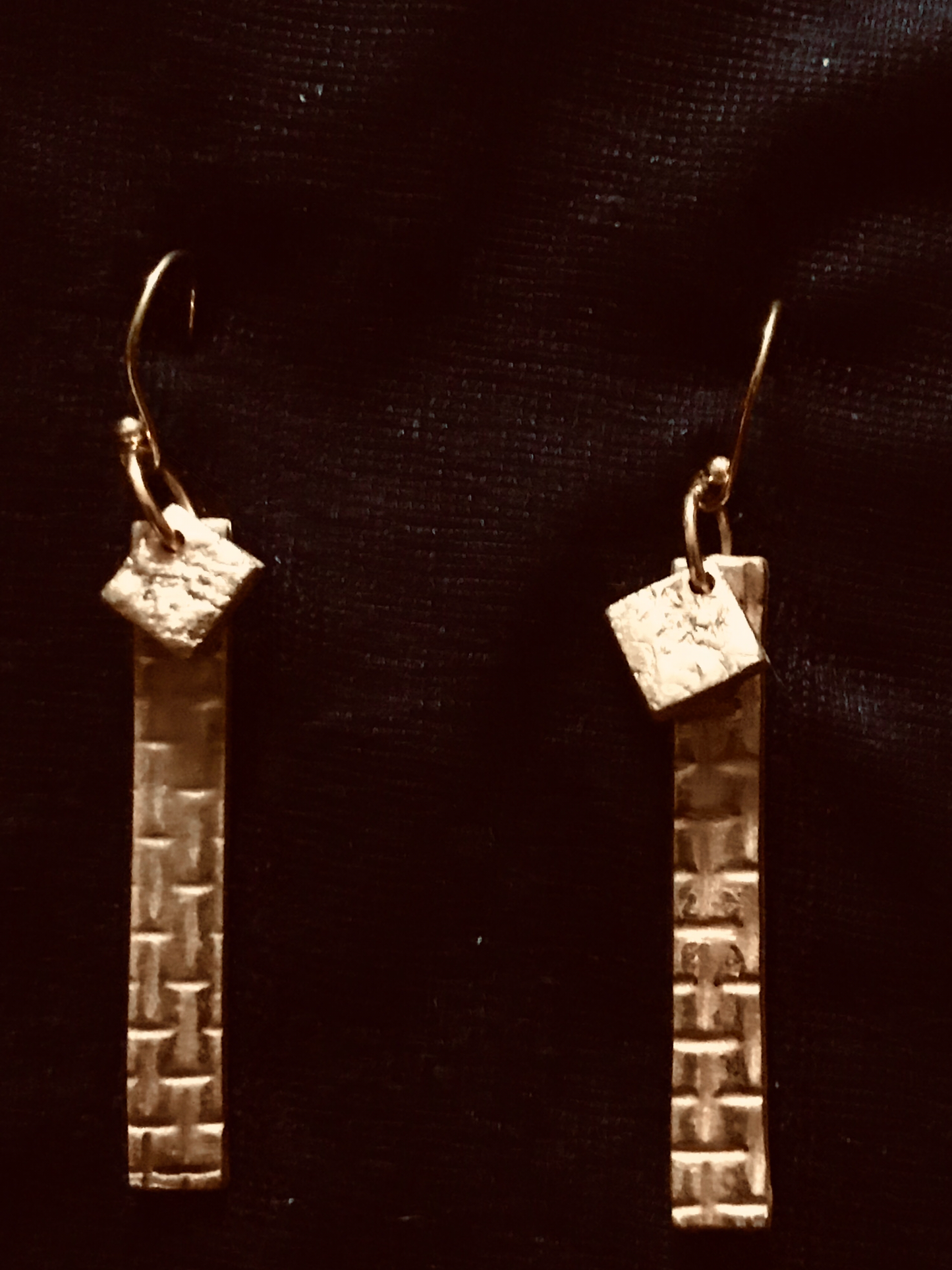Bronze oblong and rhombus earrings