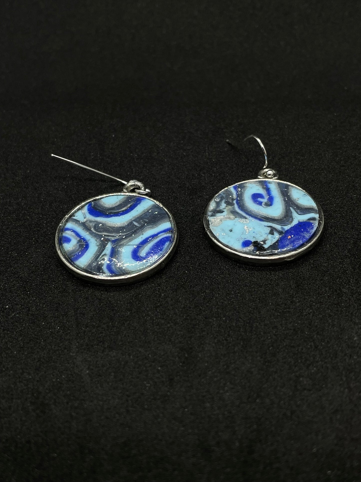 Blue & black Polymer clay earrings