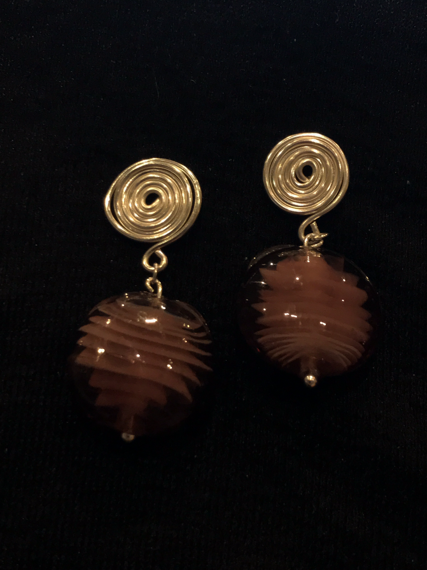 Wire & large burgundy bead earrings