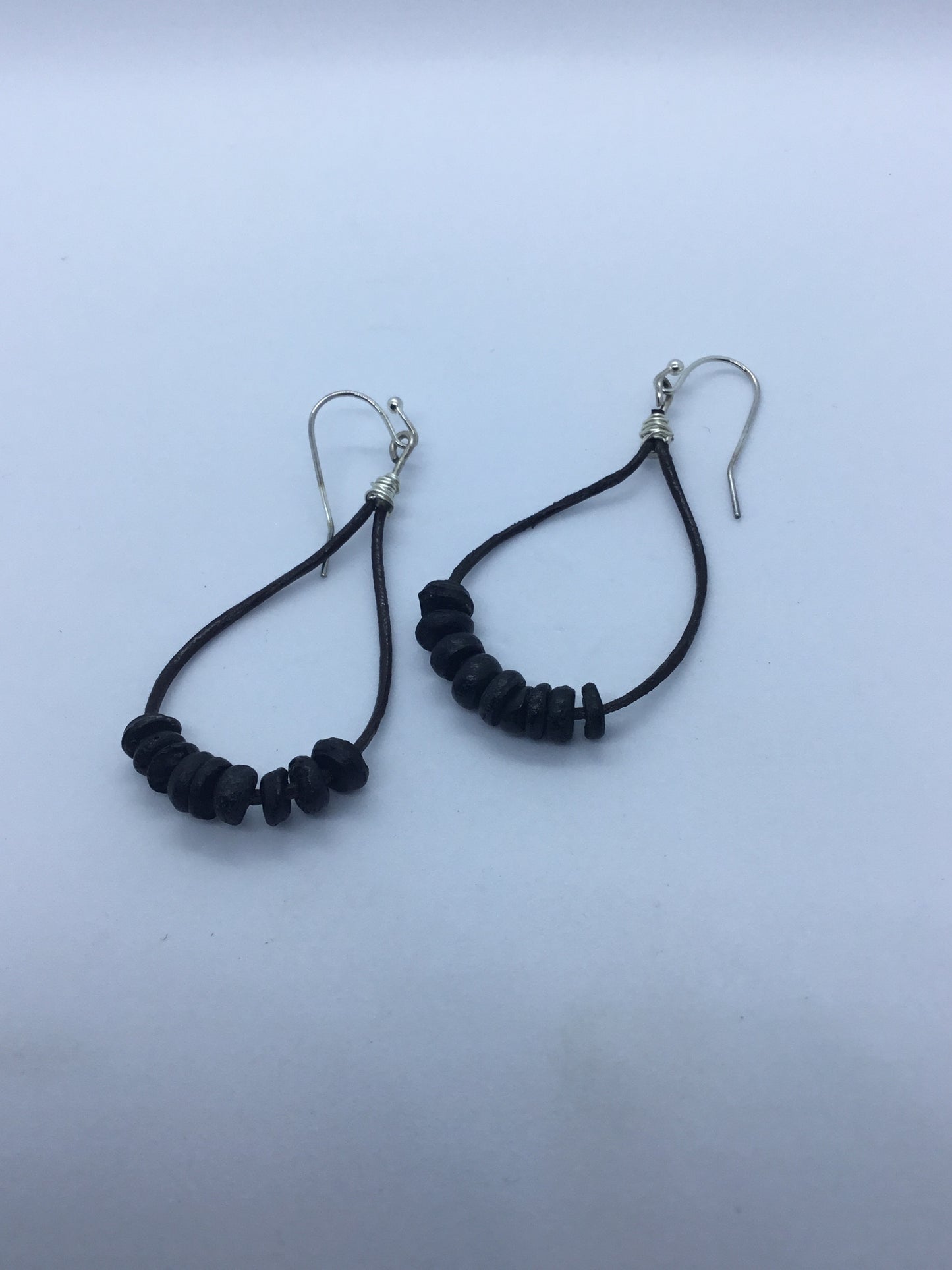 Wooden black bead earrings